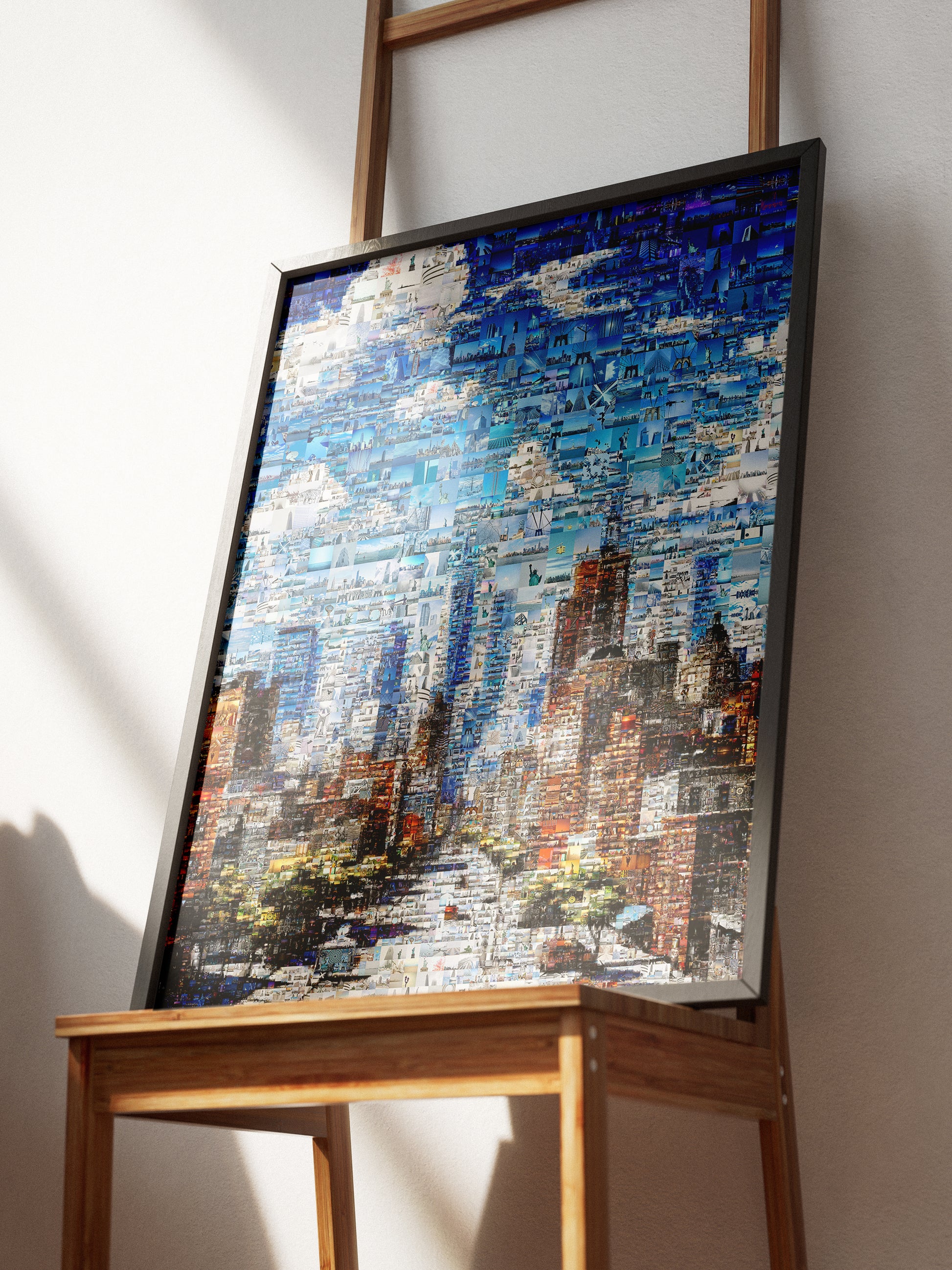 Stunning Mosaic Artwork: Cityscape in Blue - Unique Wall Art for Home Décor and Office Spaces AtelierMosaics