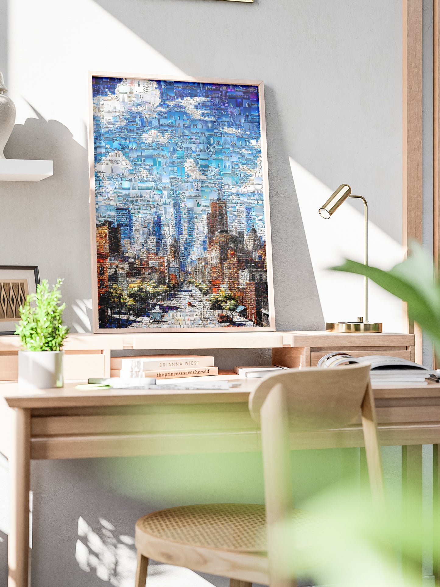 Stunning Mosaic Artwork: Cityscape in Blue - Unique Wall Art for Home Décor and Office Spaces AtelierMosaics