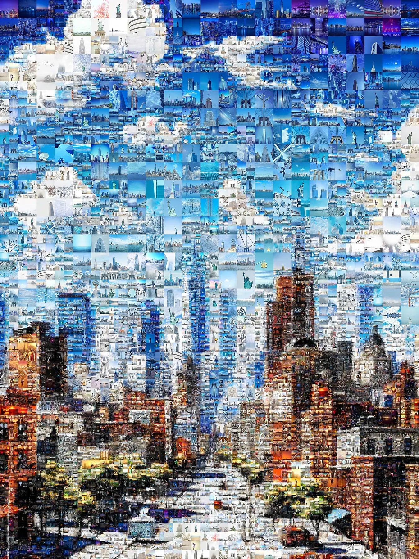 Stunning Mosaic Artwork: Cityscape in Blue - Unique Wall Art for Home Décor and Office Spaces AtelierMosaics