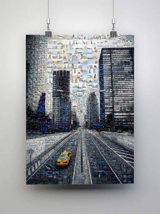 Stunning Urban Mosaic Art: Captivating Cityscape Collage for Modern Home Decor