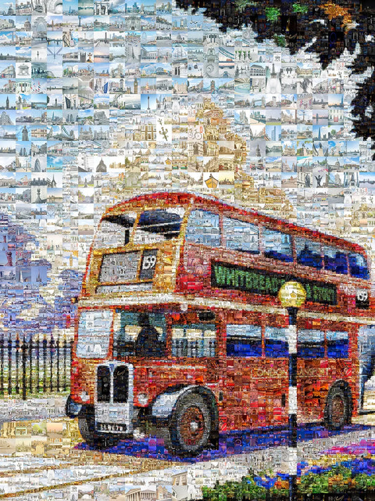 Stunning London Bus Mosaic Art - Unique Wall Decor for Home & Office AtelierMosaics