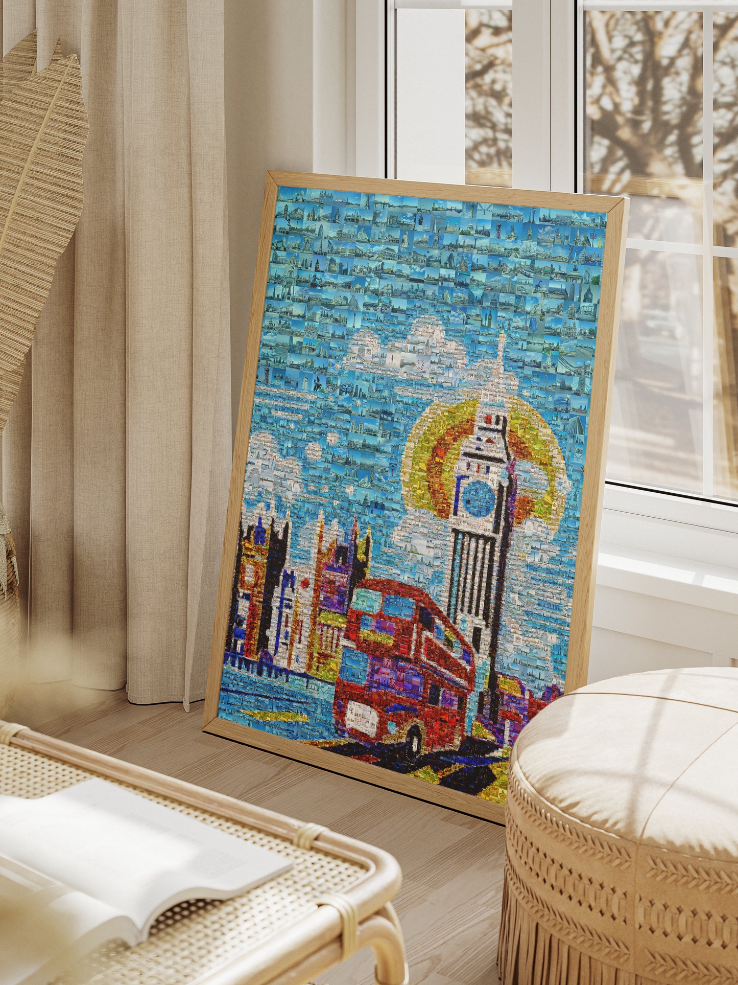 Vibrant London Mosaic Art – Iconic Double-Decker Bus & Big Ben – Perfect Wall Decor for Home & Office AtelierMosaics