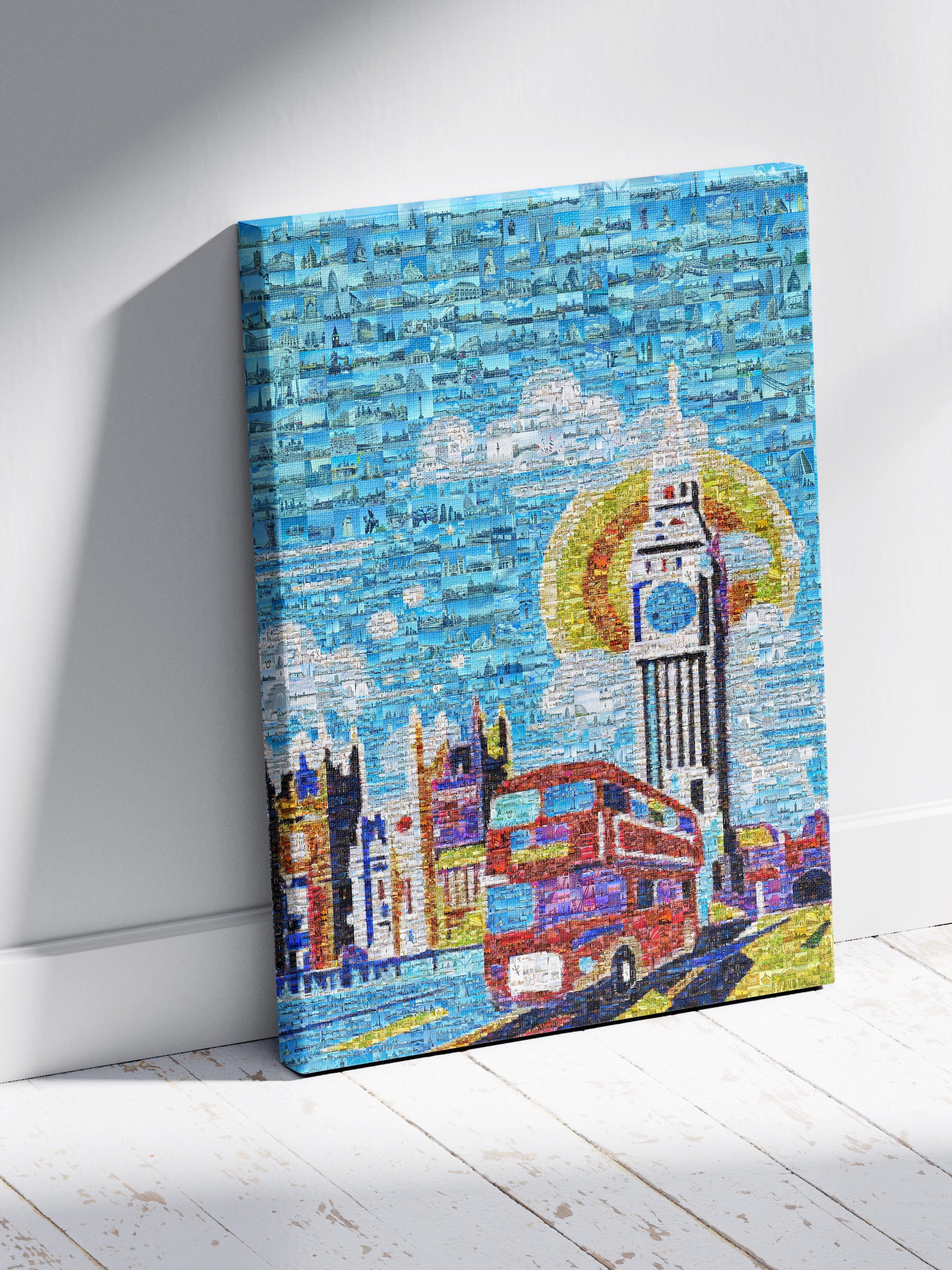 Vibrant London Mosaic Art – Iconic Double-Decker Bus & Big Ben – Perfect Wall Decor for Home & Office AtelierMosaics