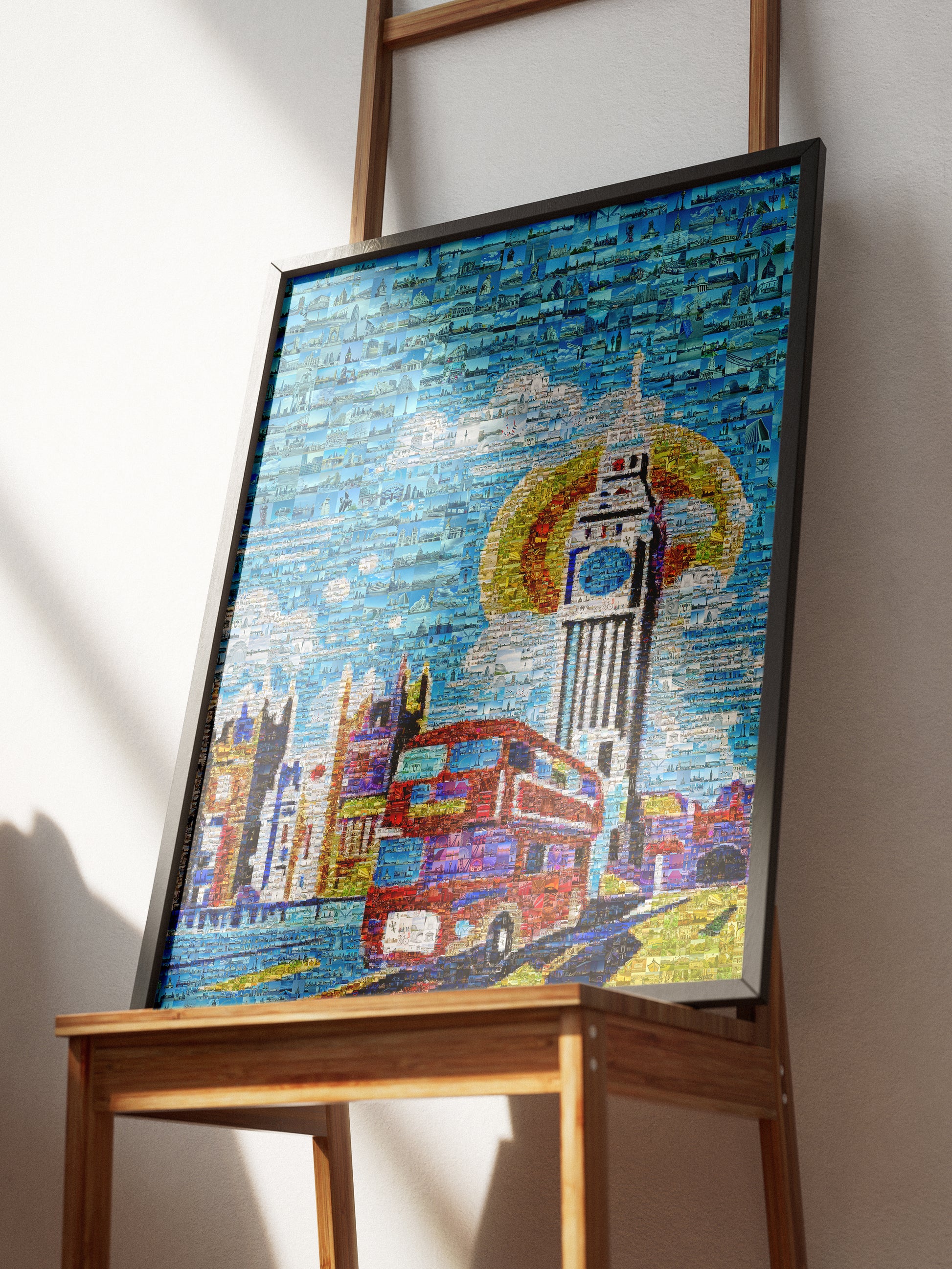 Vibrant London Mosaic Art – Iconic Double-Decker Bus & Big Ben – Perfect Wall Decor for Home & Office AtelierMosaics