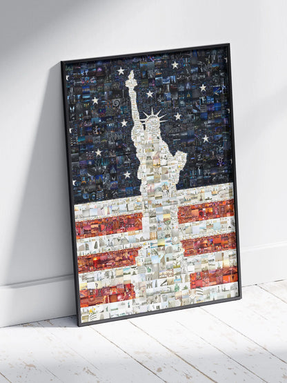 Stunning Mosaic Artwork of the Statue of Liberty - Iconic American Landmark in Vibrant Colors AtelierMosaics