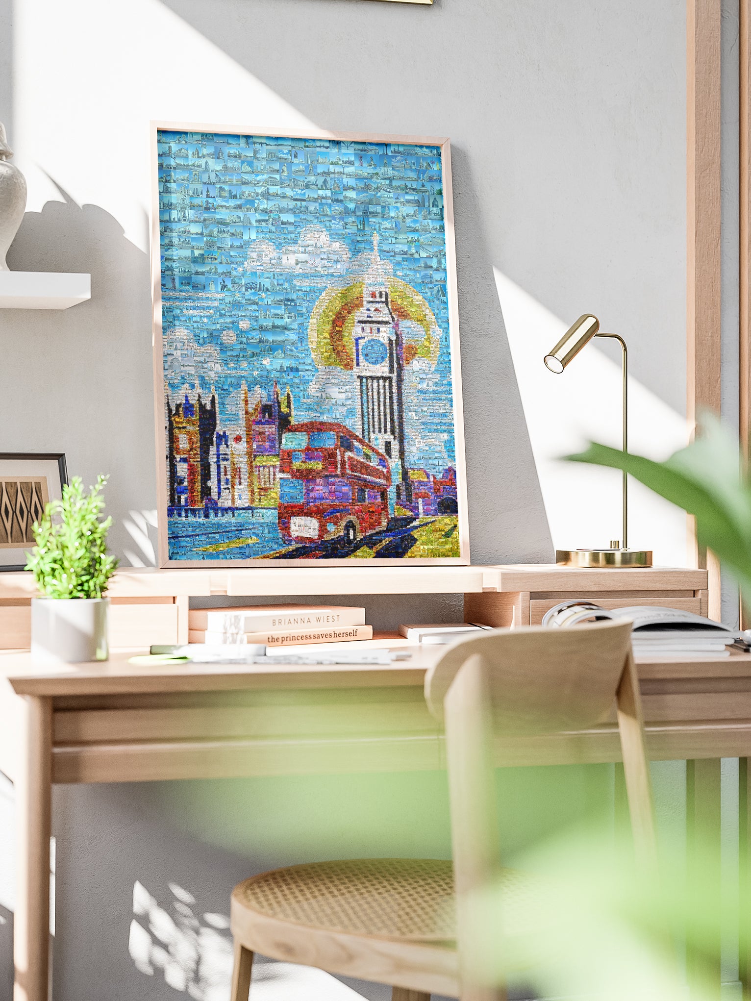 Vibrant London Mosaic Art – Iconic Double-Decker Bus & Big Ben – Perfect Wall Decor for Home & Office AtelierMosaics