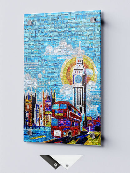 Vibrant London Mosaic Art – Iconic Double-Decker Bus & Big Ben – Perfect Wall Decor for Home & Office AtelierMosaics