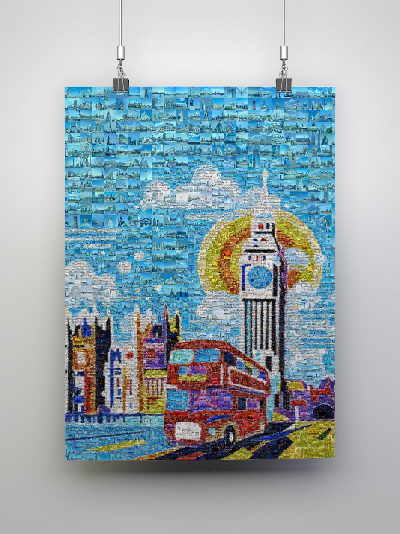 Vibrant London Mosaic Art – Iconic Double-Decker Bus & Big Ben – Perfect Wall Decor for Home & Office AtelierMosaics