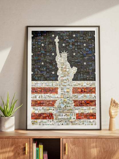 Stunning Mosaic Artwork of the Statue of Liberty - Iconic American Landmark in Vibrant Colors AtelierMosaics