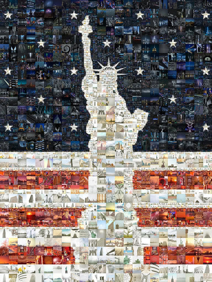 Stunning Mosaic Artwork of the Statue of Liberty - Iconic American Landmark in Vibrant Colors AtelierMosaics