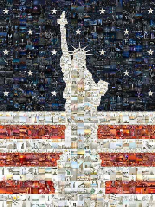 Stunning Mosaic Artwork of the Statue of Liberty - Iconic American Landmark in Vibrant Colors AtelierMosaics