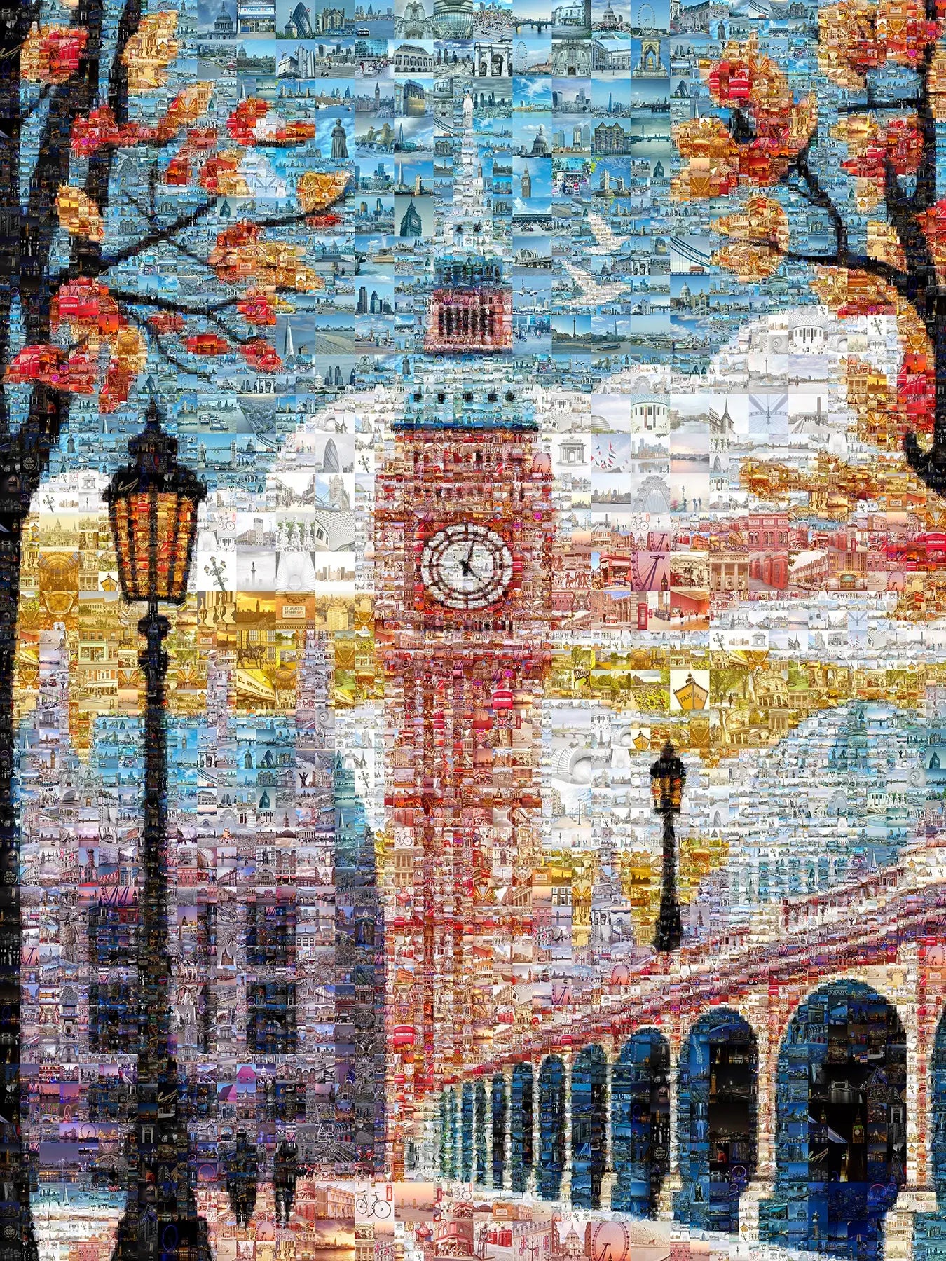 Stunning London Mosaic Artwork Featuring Iconic Big Ben and Historic Landmarks - Perfect Wall Decor AtelierMosaics