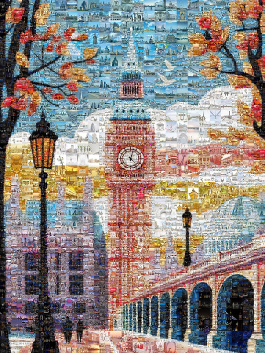 Stunning London Mosaic Artwork Featuring Iconic Big Ben and Historic Landmarks - Perfect Wall Decor AtelierMosaics
