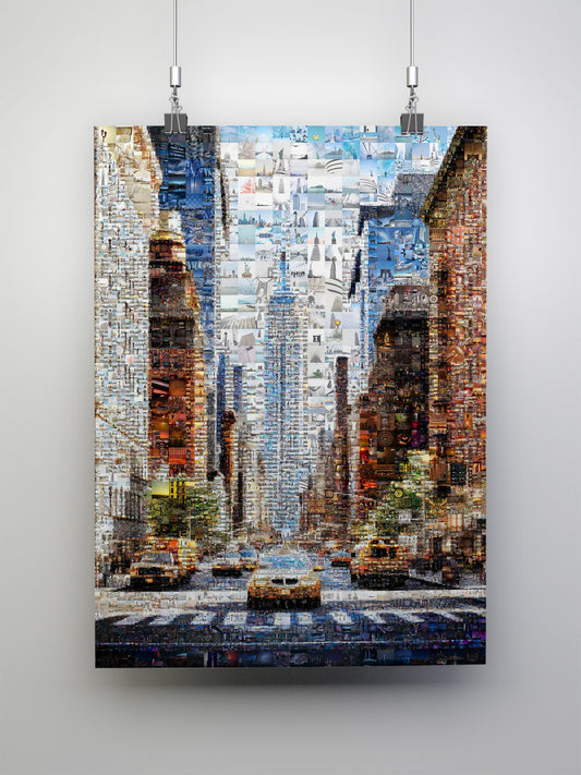 Stunning New York City Mosaic Artwork - Vibrant Urban Collage for Home Decor