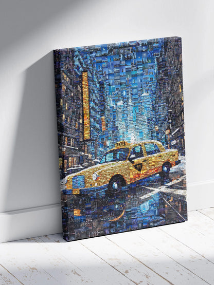 Stunning New York City Yellow Taxi Mosaic Art - Unique Urban Decor for Home or Office AtelierMosaics
