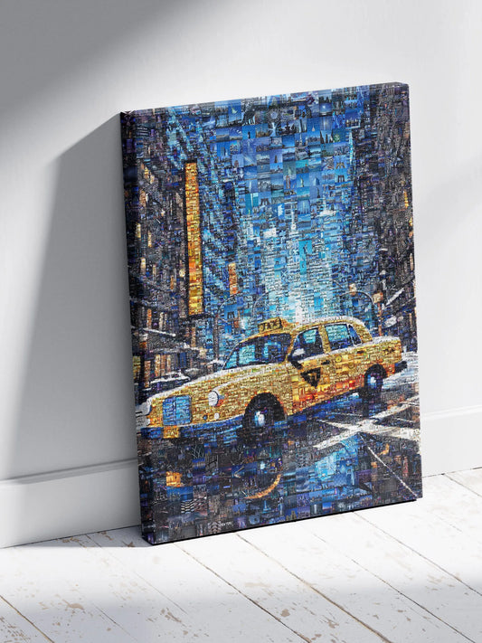 Stunning New York City Yellow Taxi Mosaic Art - Unique Urban Decor for Home or Office AtelierMosaics
