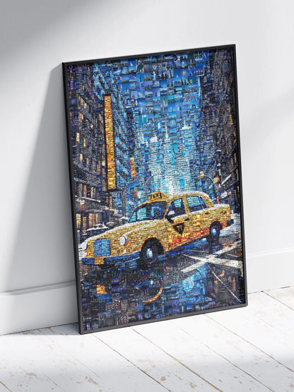 Stunning New York City Yellow Taxi Mosaic Art - Unique Urban Decor for Home or Office AtelierMosaics