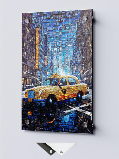 Stunning New York City Yellow Taxi Mosaic Art - Unique Urban Decor for Home or Office AtelierMosaics