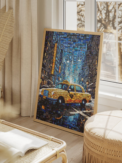 Stunning New York City Yellow Taxi Mosaic Art - Unique Urban Decor for Home or Office AtelierMosaics
