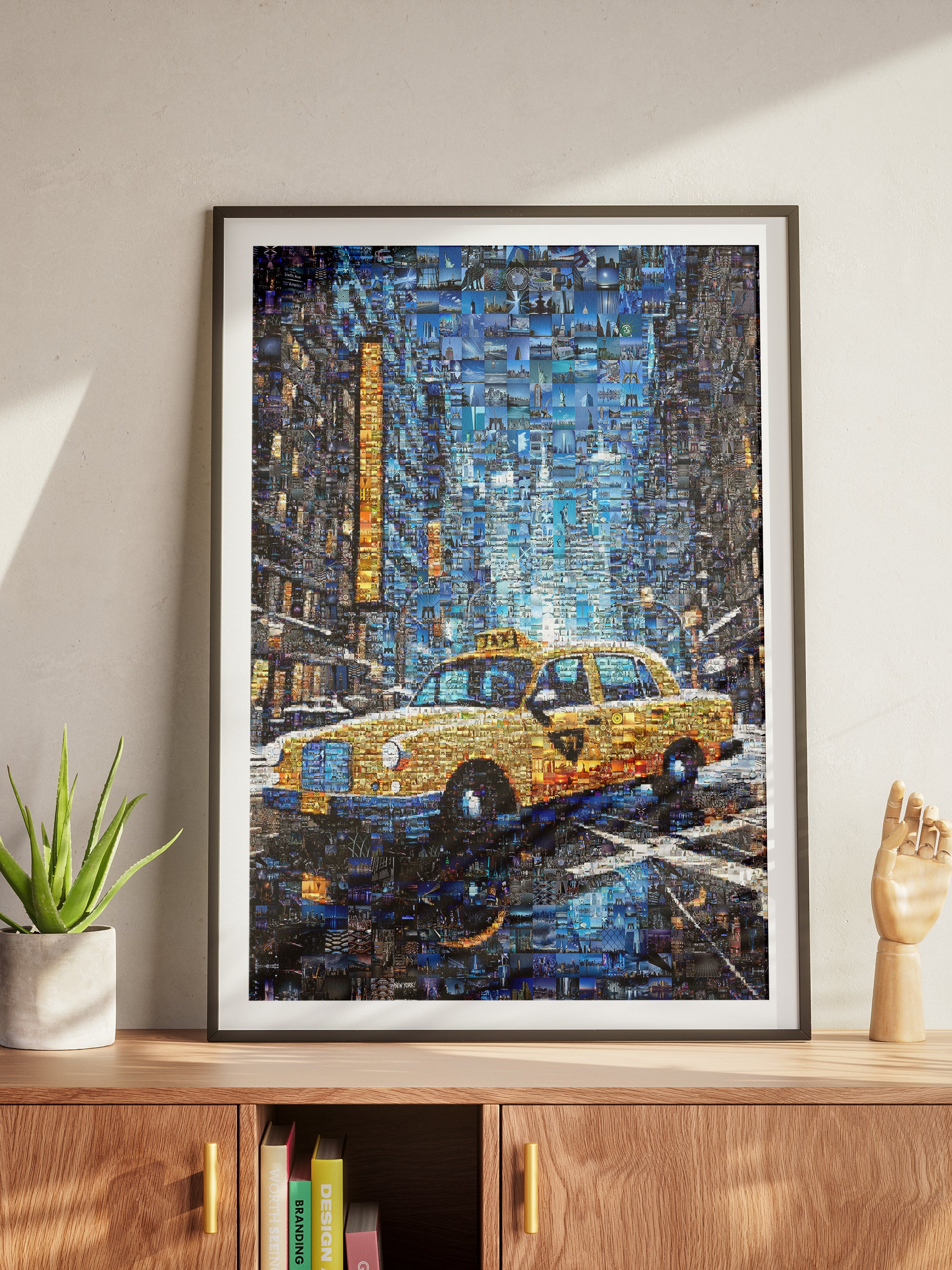 Stunning New York City Yellow Taxi Mosaic Art - Unique Urban Decor for Home or Office AtelierMosaics