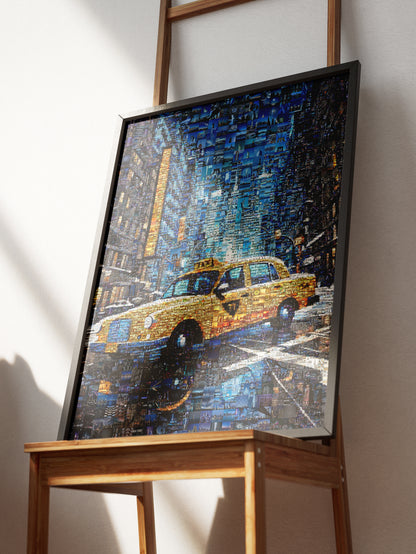 Stunning New York City Yellow Taxi Mosaic Art - Unique Urban Decor for Home or Office AtelierMosaics
