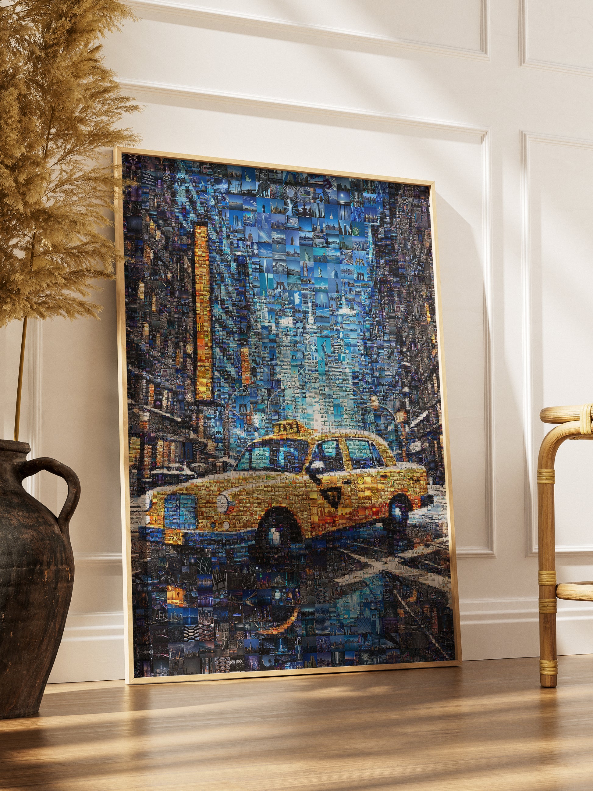 Stunning New York City Yellow Taxi Mosaic Art - Unique Urban Decor for Home or Office AtelierMosaics