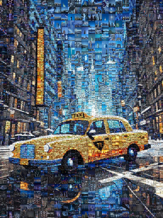 Stunning New York City Yellow Taxi Mosaic Art - Unique Urban Decor for Home or Office AtelierMosaics