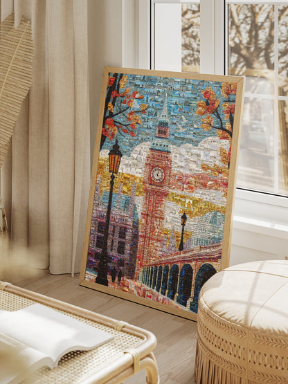 Stunning London Mosaic Artwork Featuring Iconic Big Ben and Historic Landmarks - Perfect Wall Decor AtelierMosaics