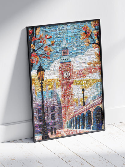 Stunning London Mosaic Artwork Featuring Iconic Big Ben and Historic Landmarks - Perfect Wall Decor AtelierMosaics