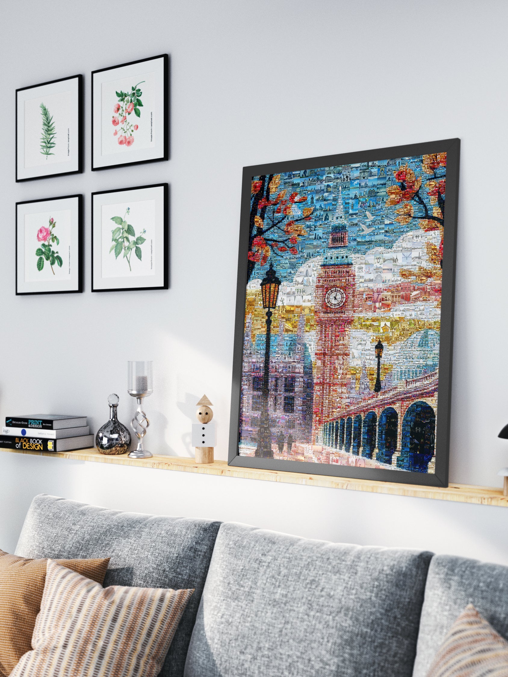 Stunning London Mosaic Artwork Featuring Iconic Big Ben and Historic Landmarks - Perfect Wall Decor AtelierMosaics