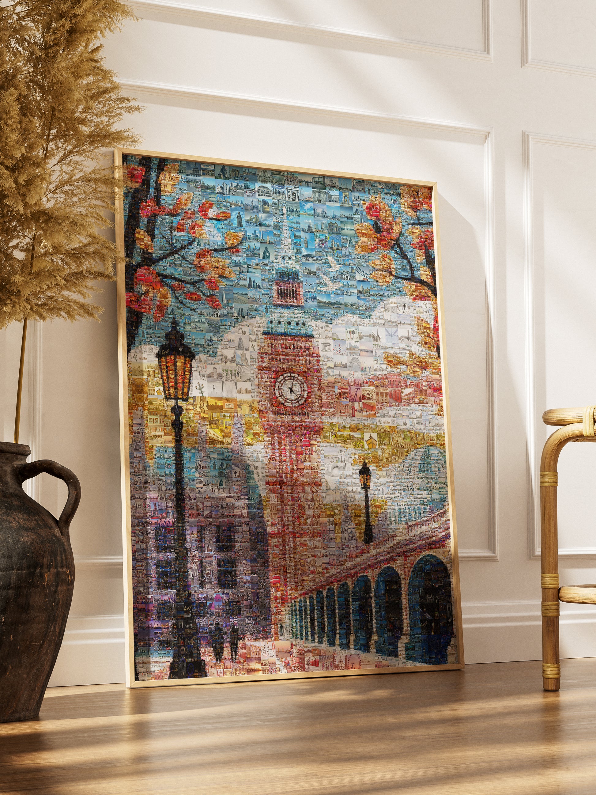 Stunning London Mosaic Artwork Featuring Iconic Big Ben and Historic Landmarks - Perfect Wall Decor AtelierMosaics