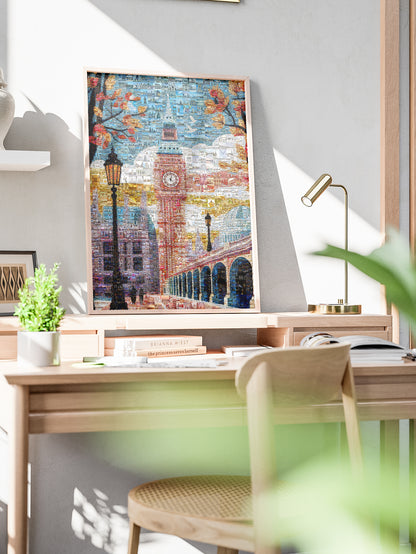Stunning London Mosaic Artwork Featuring Iconic Big Ben and Historic Landmarks - Perfect Wall Decor AtelierMosaics