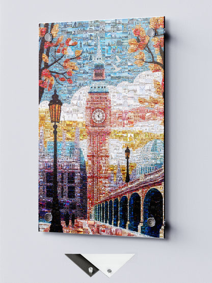 Stunning London Mosaic Artwork Featuring Iconic Big Ben and Historic Landmarks - Perfect Wall Decor AtelierMosaics