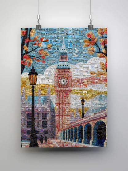 Stunning London Mosaic Artwork Featuring Iconic Big Ben and Historic Landmarks - Perfect Wall Decor AtelierMosaics