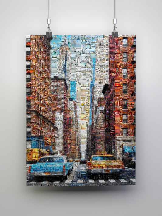 Stunning Cityscape Mosaic Artwork - Unique Urban Art Piece for Home Decor