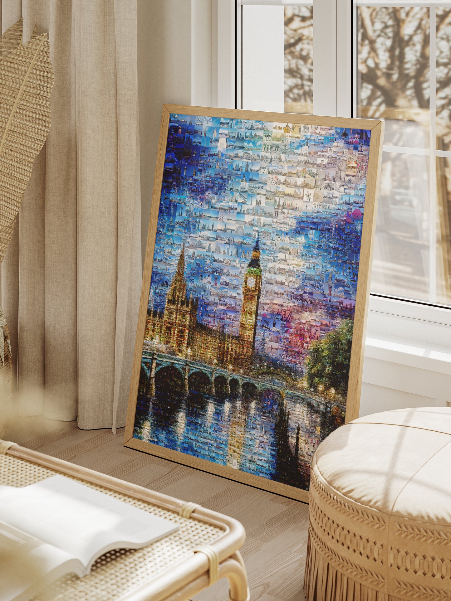 Stunning London Mosaic Artwork - Iconic Landmarks in Vibrant Blue AtelierMosaics