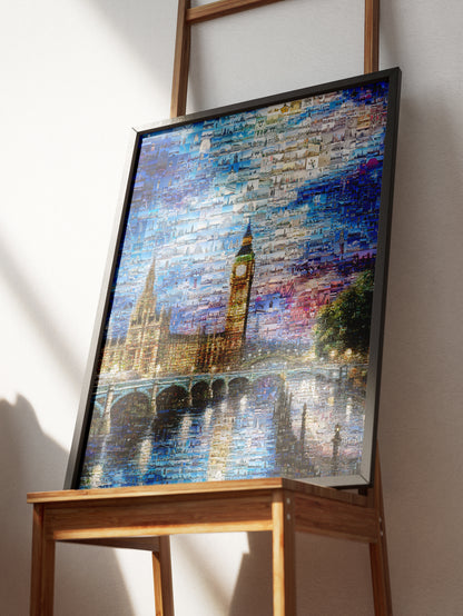Stunning London Mosaic Artwork - Iconic Landmarks in Vibrant Blue AtelierMosaics