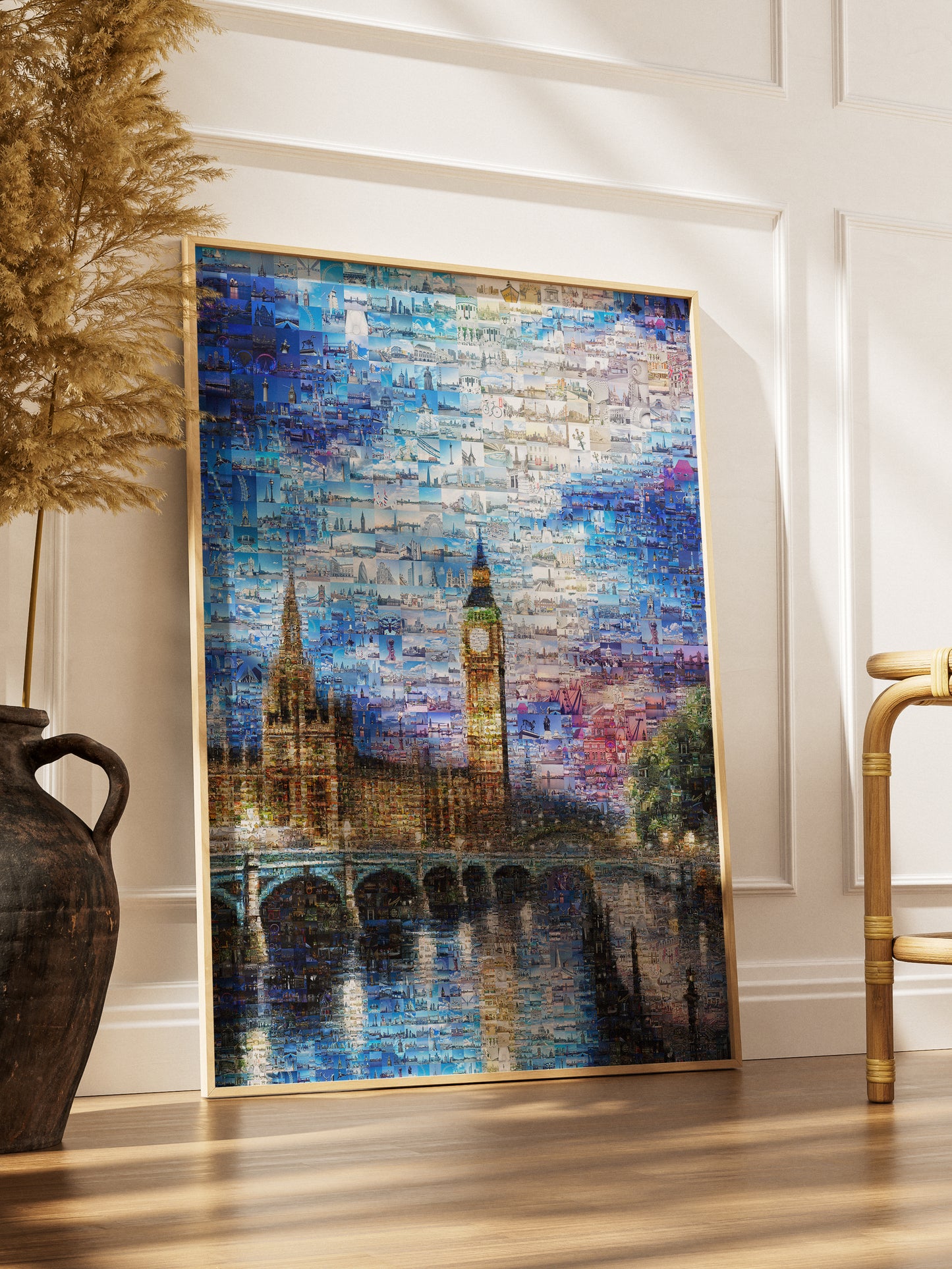 Stunning London Mosaic Artwork - Iconic Landmarks in Vibrant Blue AtelierMosaics