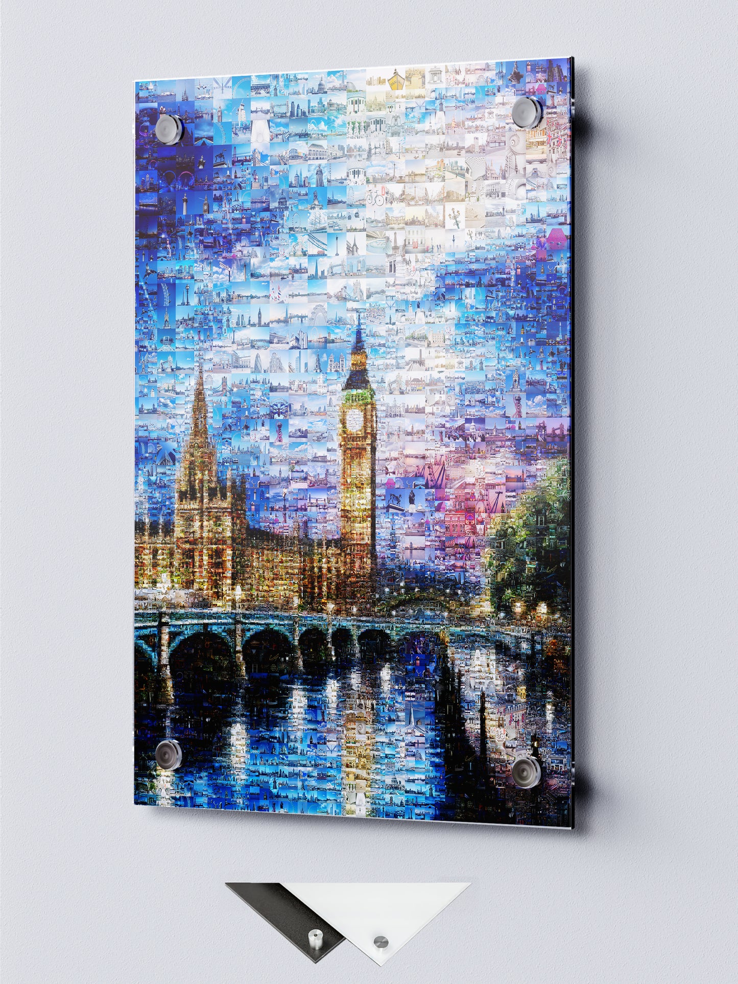Stunning London Mosaic Artwork - Iconic Landmarks in Vibrant Blue AtelierMosaics