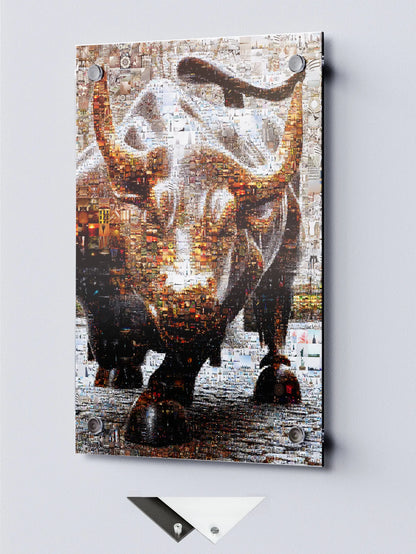 Dynamic Bull Mosaic Art - Captivating Wall Decor for Modern Spaces AtelierMosaics