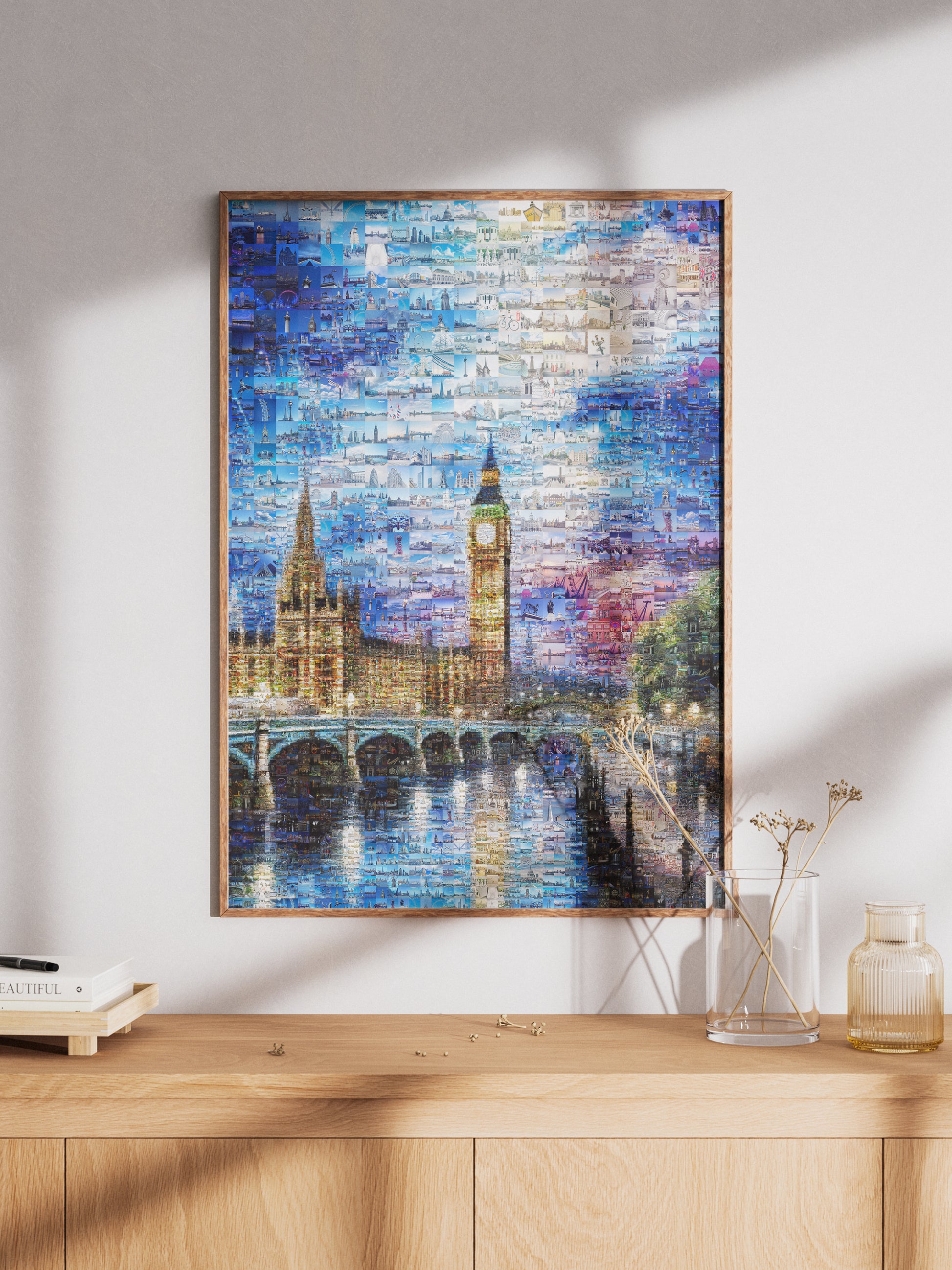 Stunning London Mosaic Artwork - Iconic Landmarks in Vibrant Blue AtelierMosaics