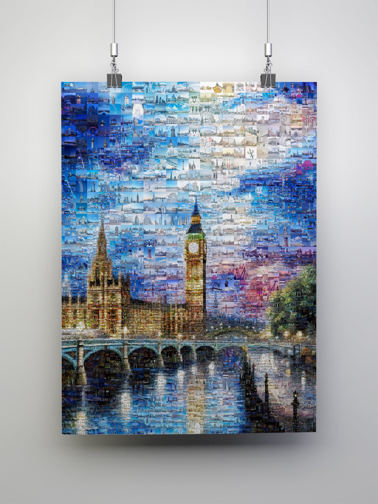 Stunning London Mosaic Artwork - Iconic Landmarks in Vibrant Blue AtelierMosaics