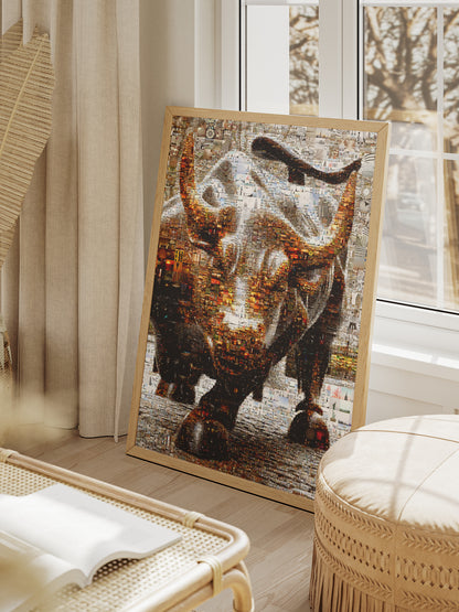 Dynamic Bull Mosaic Art - Captivating Wall Decor for Modern Spaces AtelierMosaics