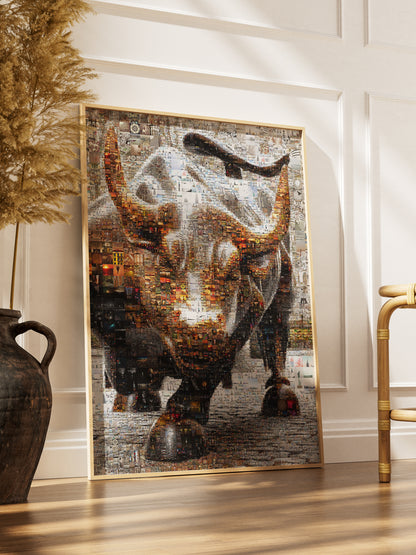 Dynamic Bull Mosaic Art - Captivating Wall Decor for Modern Spaces AtelierMosaics