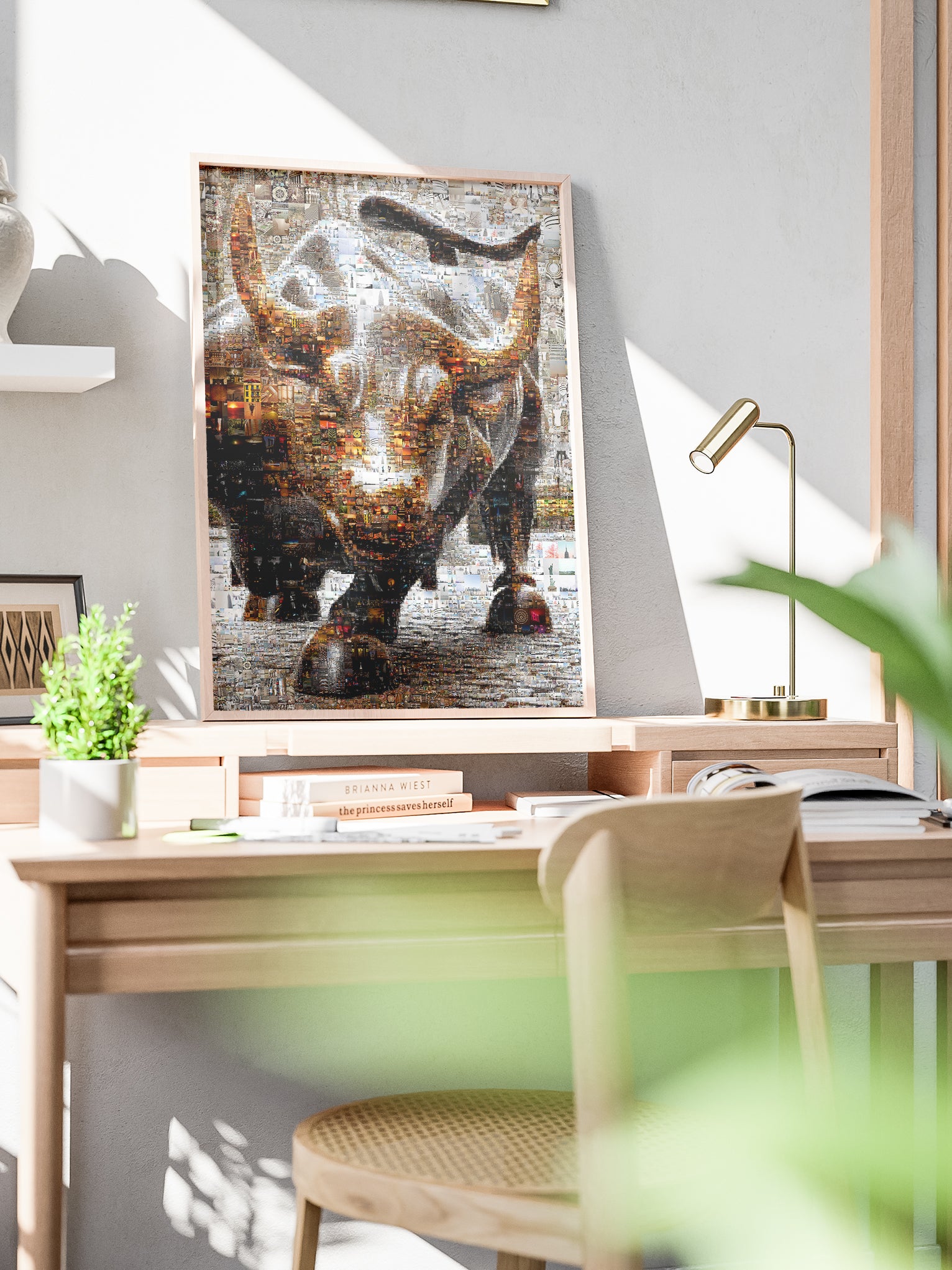 Dynamic Bull Mosaic Art - Captivating Wall Decor for Modern Spaces AtelierMosaics