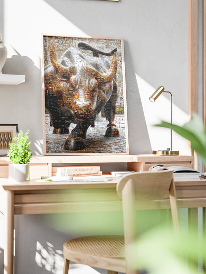 Dynamic Bull Mosaic Art - Captivating Wall Decor for Modern Spaces AtelierMosaics