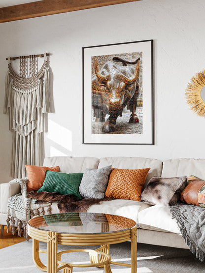 Dynamic Bull Mosaic Art - Captivating Wall Decor for Modern Spaces AtelierMosaics