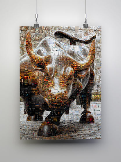Dynamic Bull Mosaic Art - Captivating Wall Decor for Modern Spaces AtelierMosaics