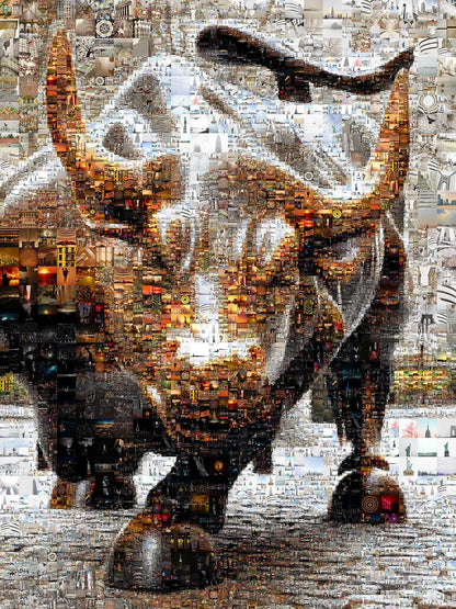 Dynamic Bull Mosaic Art - Captivating Wall Decor for Modern Spaces AtelierMosaics