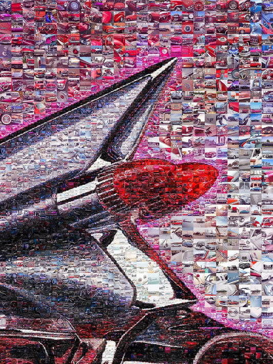 Stunning Retro Car Mosaic Art - Unique Vintage Automotive Wall Decor AtelierMosaics
